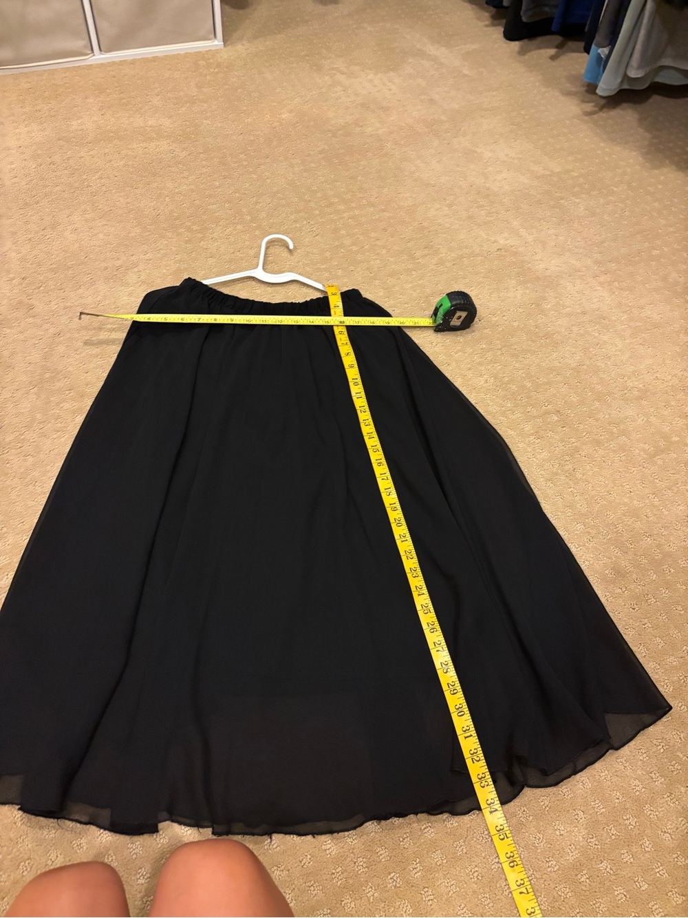 Vince Camuto Black Chiffon Midi Skirt S Sheer Layered Flowy Handkerchief Hem